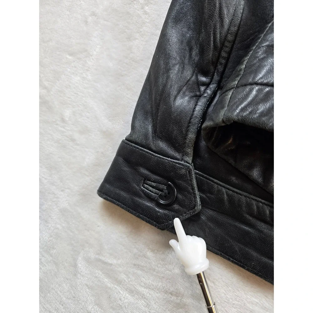 Banana Republic Leather Jacket Mens Large Black Distressed Well Worn Vintage